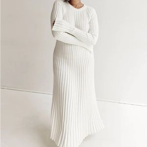 Dissh Ada White Long Sleeve Midi Dress